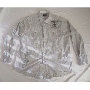 Men's Decoded Stripe Button Up Long Short Sleeve Shirt Sz XXL (MT247)